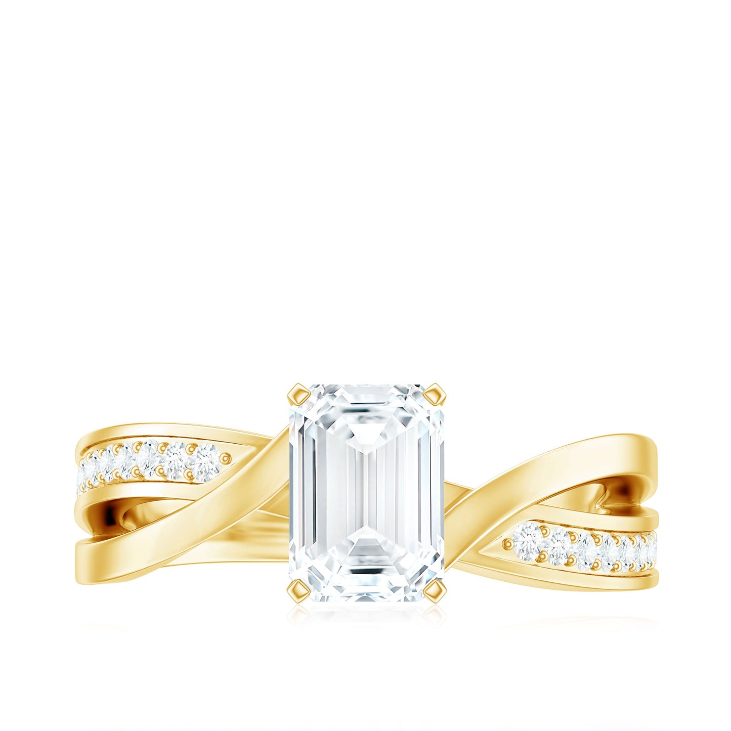 6X8mm Emerald Cut Moissanite Infinity Engagement Ring