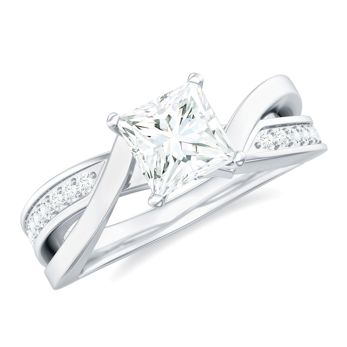 5mm Princess Cut Moissanite Solitaire Infinity Engagement Ring