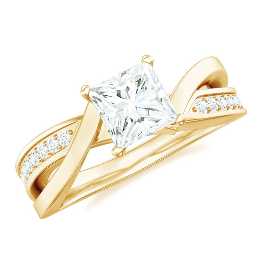 5mm Princess Cut Moissanite Solitaire Infinity Engagement Ring