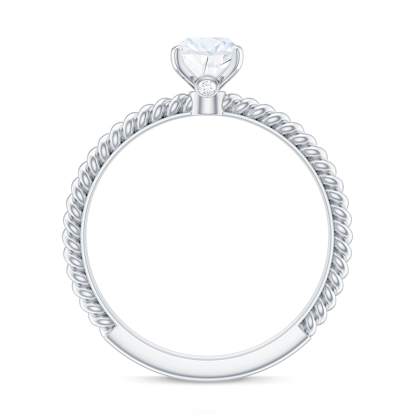 5X10mm Marquise Cut Moissanite Solitaire Engagement Ring with Twisted Rope Shank