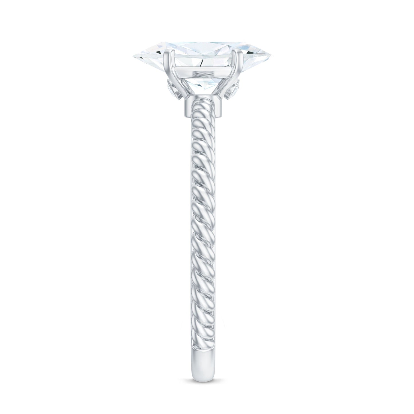 5X10mm Marquise Cut Moissanite Solitaire Engagement Ring with Twisted Rope Shank