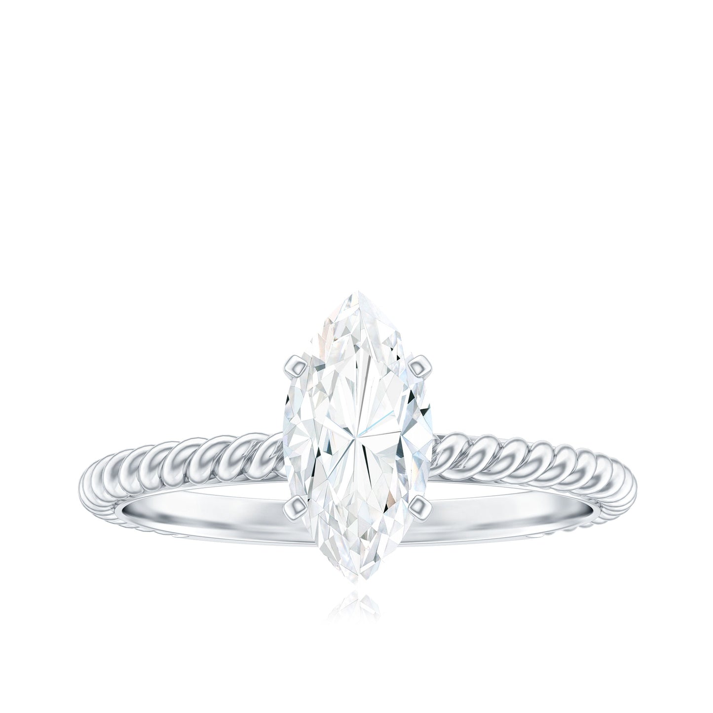 5X10mm Marquise Cut Moissanite Solitaire Engagement Ring with Twisted Rope Shank