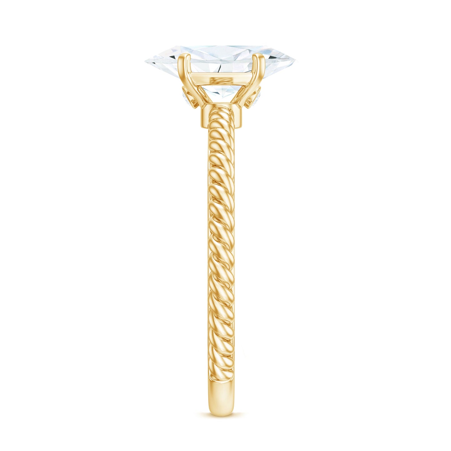 5X10mm Marquise Cut Moissanite Solitaire Engagement Ring with Twisted Rope Shank