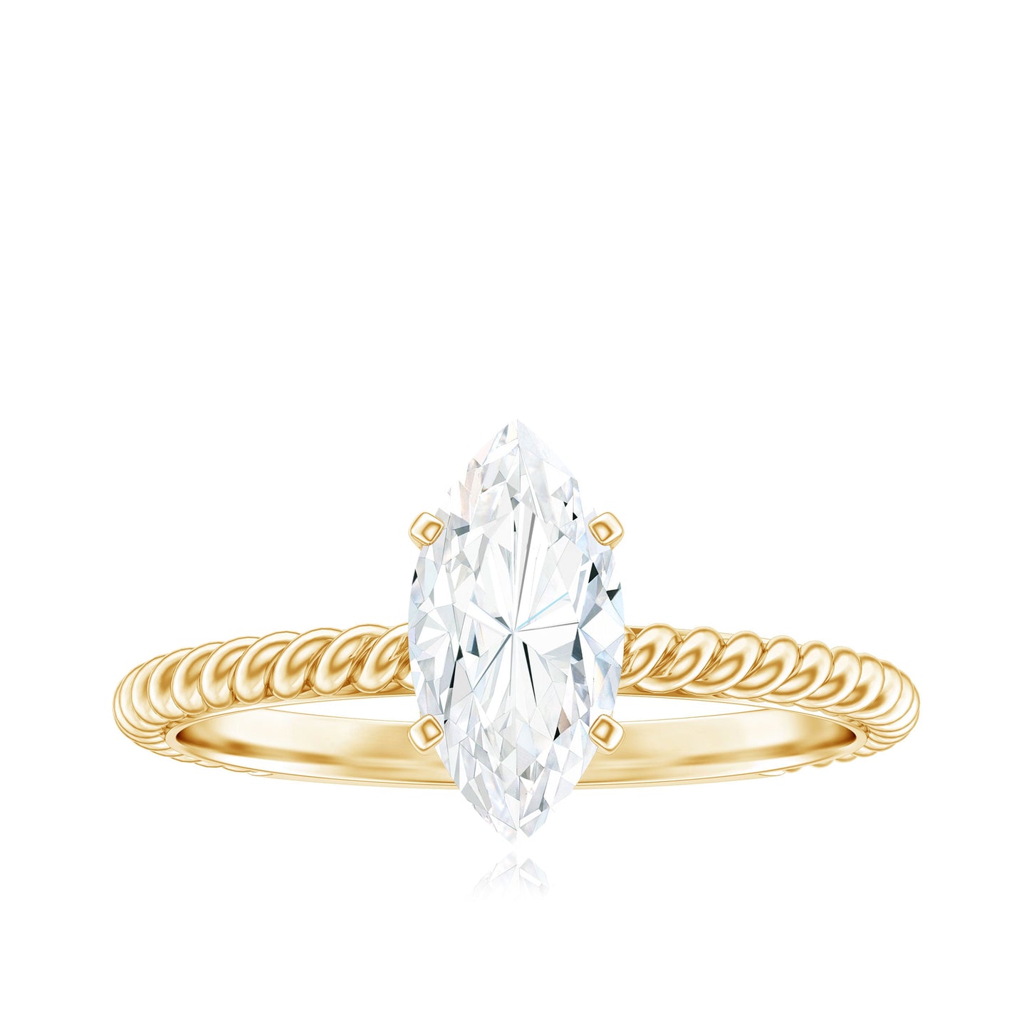 5X10mm Marquise Cut Moissanite Solitaire Engagement Ring with Twisted Rope Shank