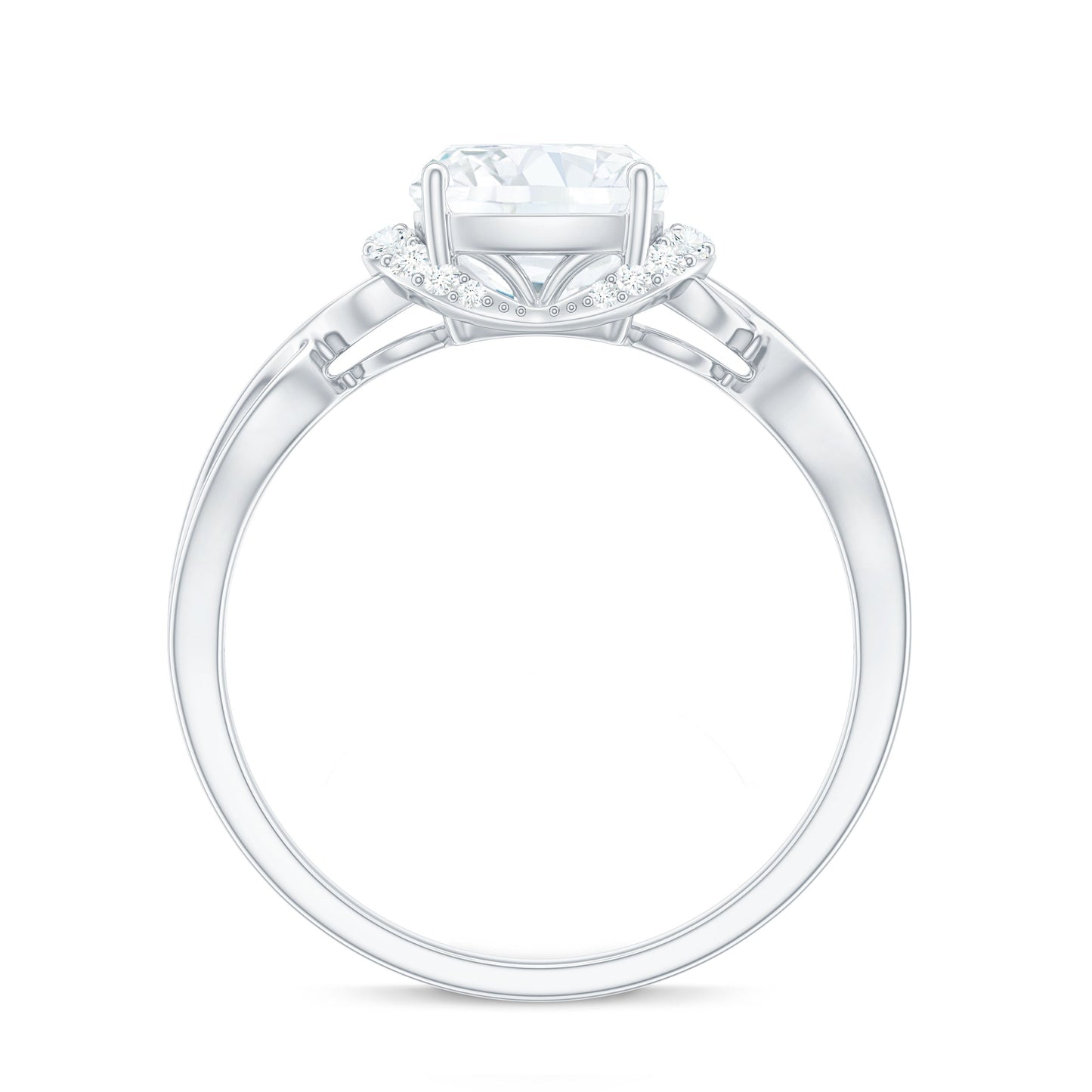 3.25ct Cushion Cut Moissanite Solitaire Engagement Ring with Infinity Shank