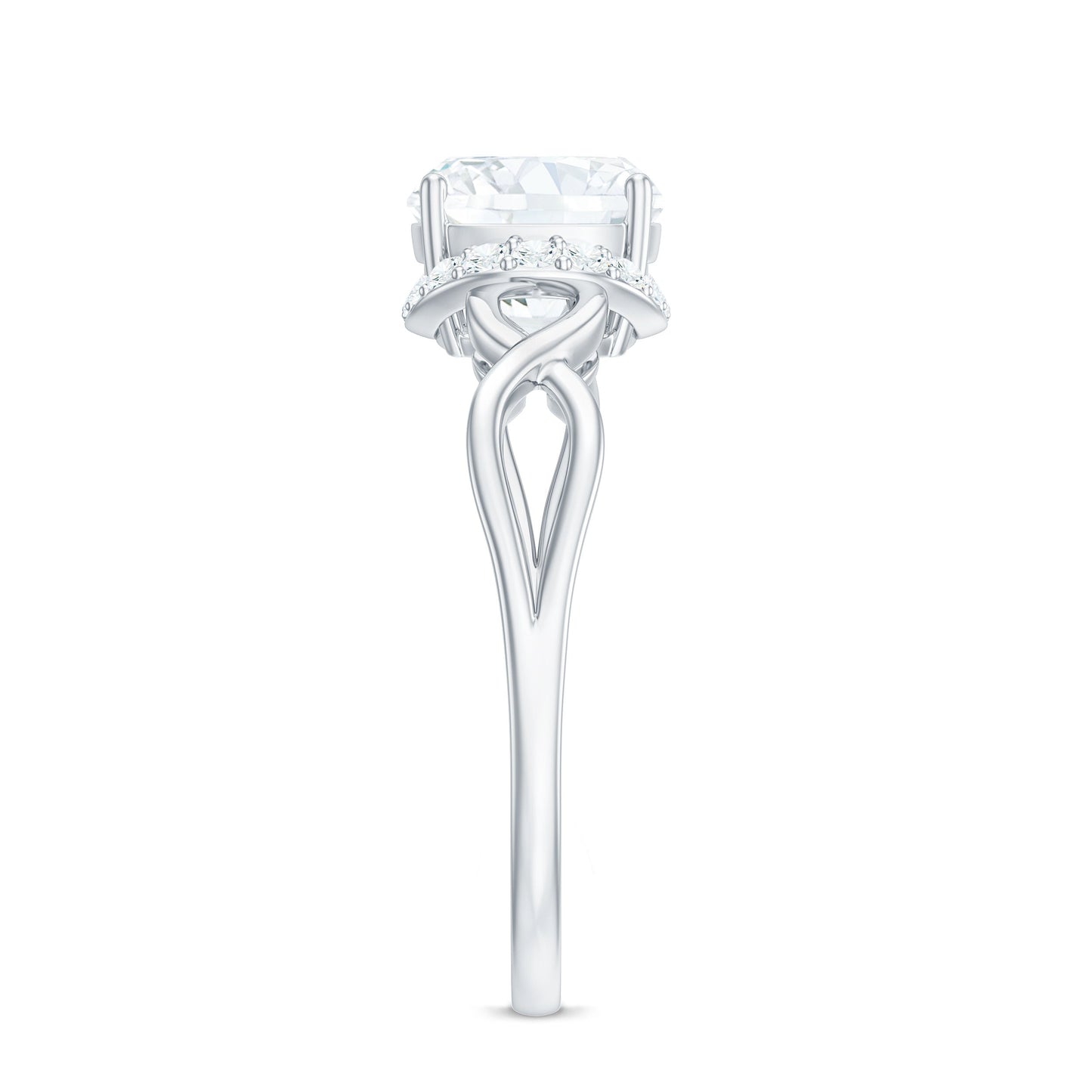 3.25ct Cushion Cut Moissanite Solitaire Engagement Ring with Infinity Shank