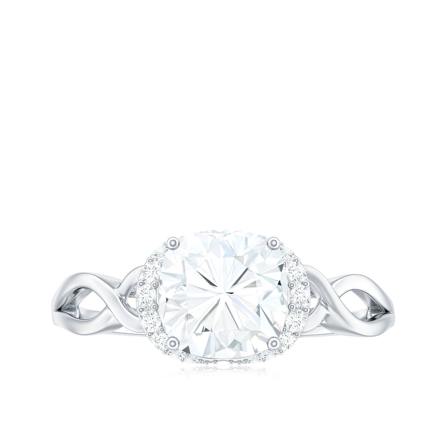 3.25ct Cushion Cut Moissanite Solitaire Engagement Ring with Infinity Shank