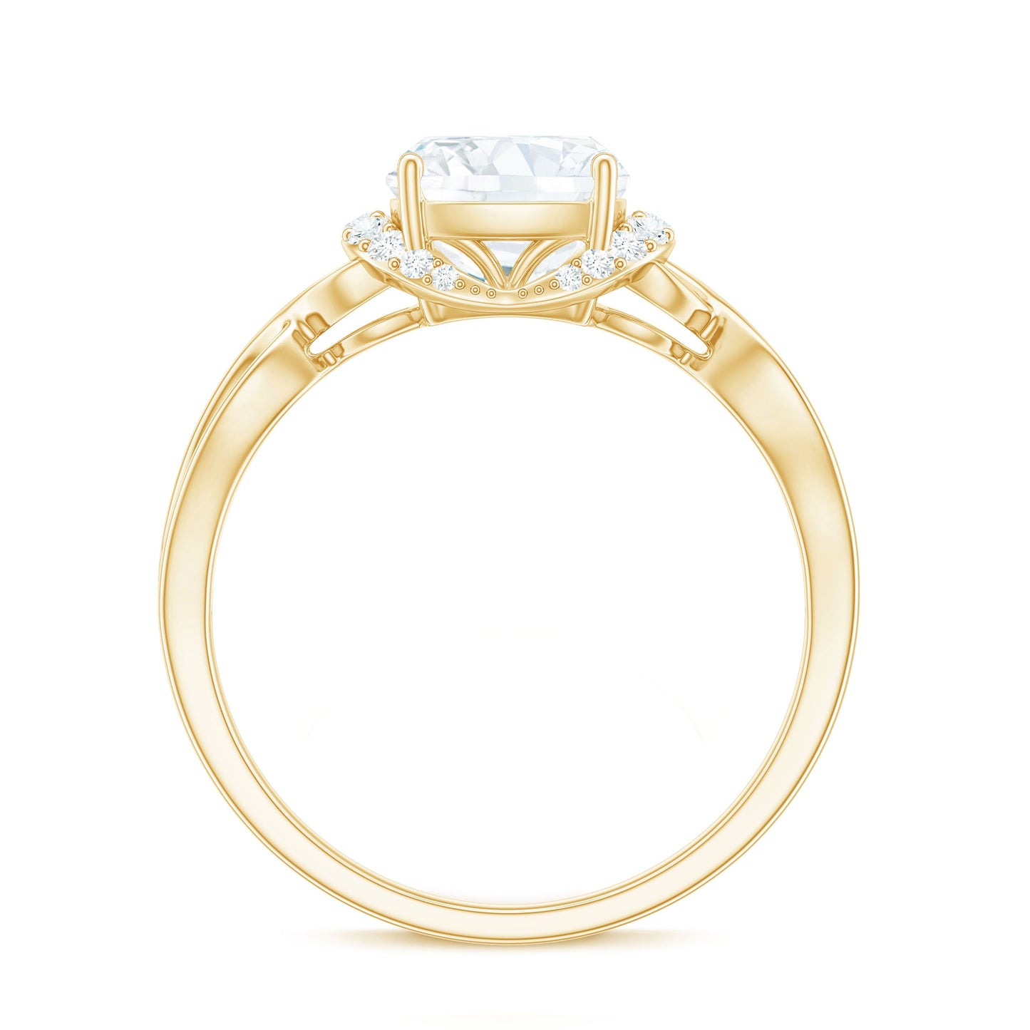 3.25ct Cushion Cut Moissanite Solitaire Engagement Ring with Infinity Shank