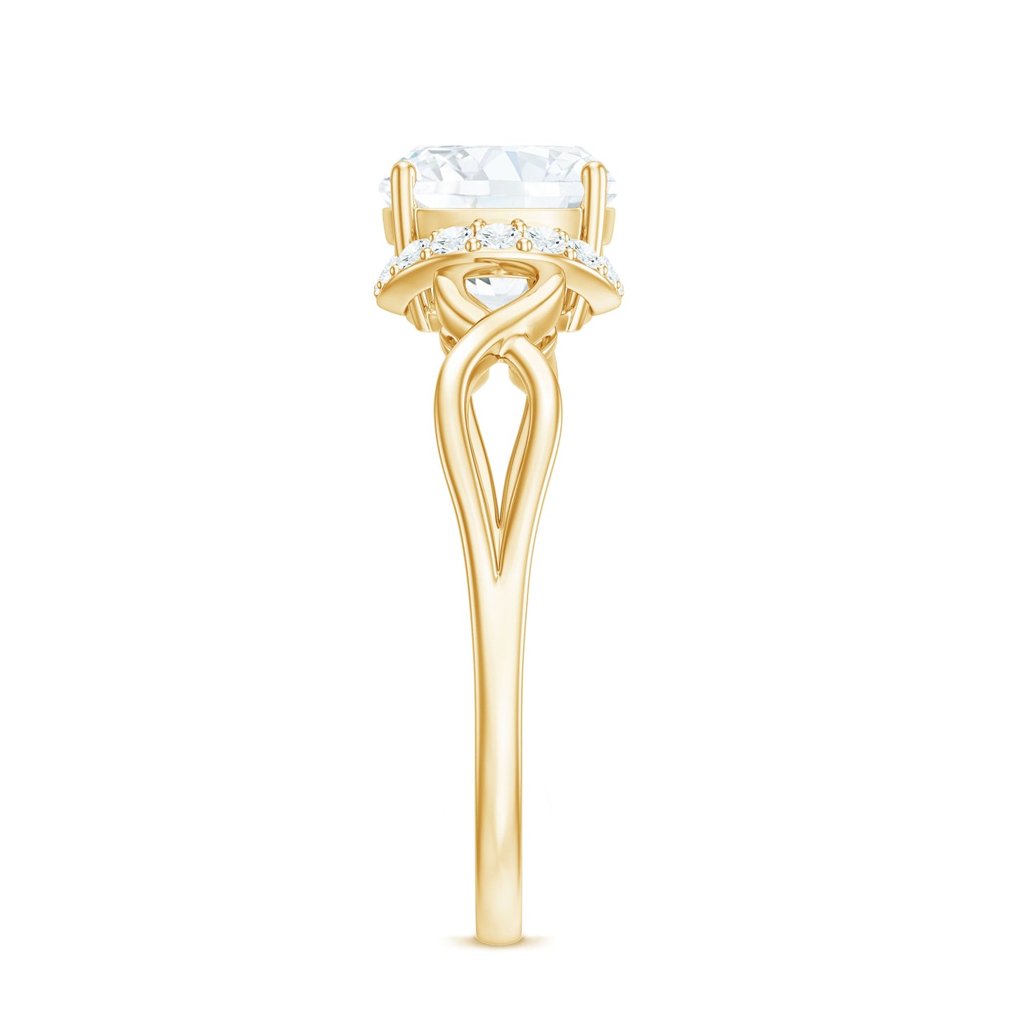 3.25ct Cushion Cut Moissanite Solitaire Engagement Ring with Infinity Shank