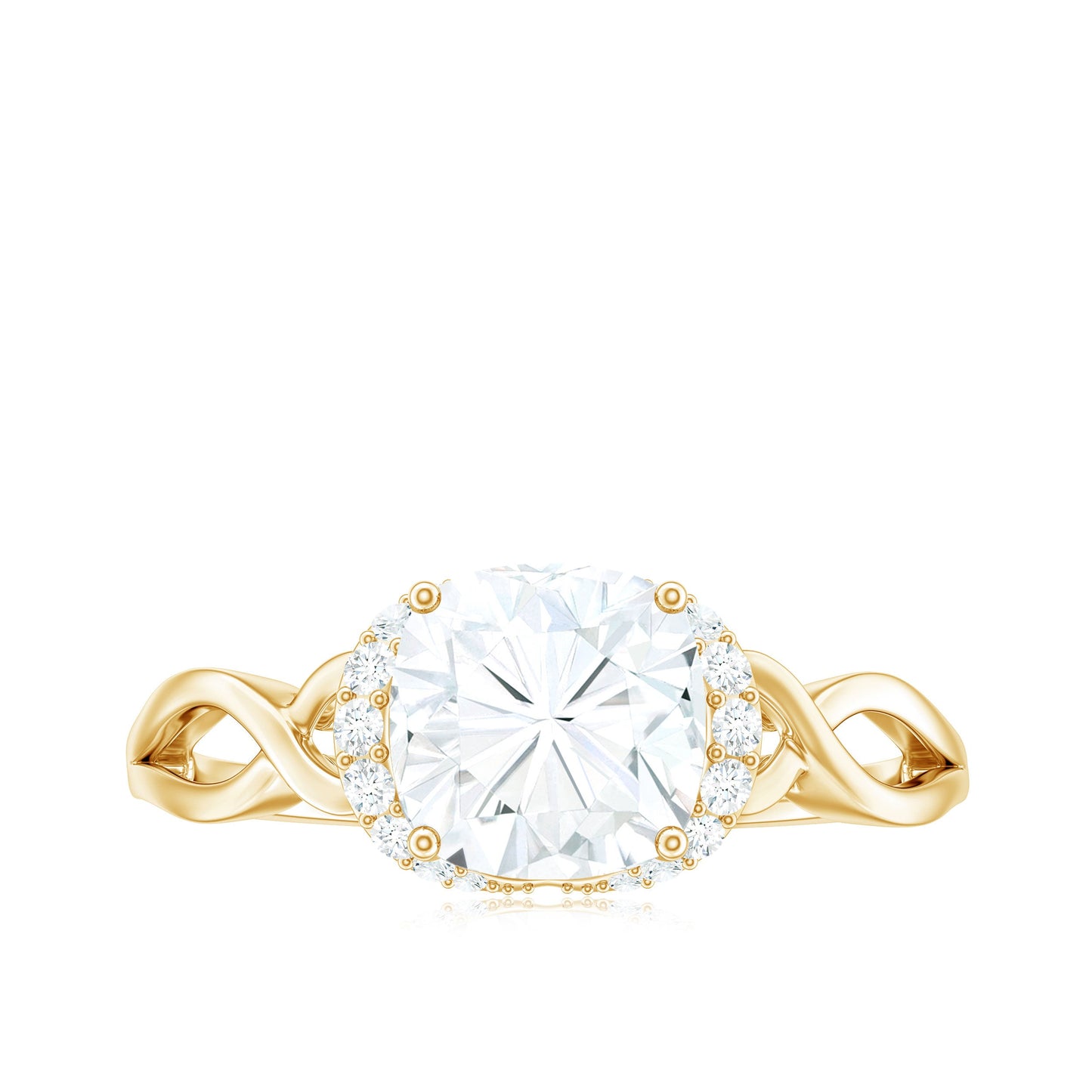 3.25ct Cushion Cut Moissanite Solitaire Engagement Ring with Infinity Shank