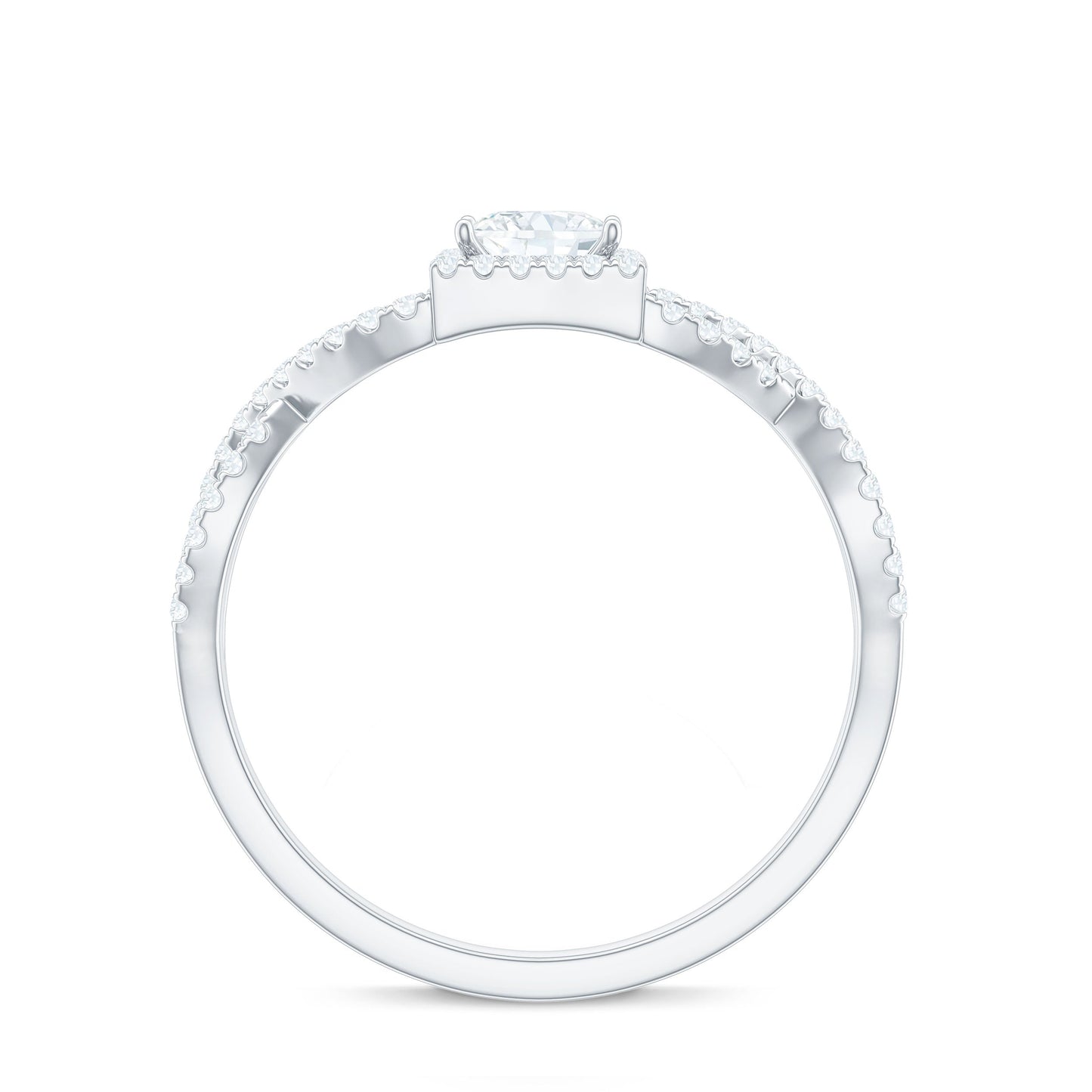 Moissanite 4mm Square Cut Engagement Ring with Crossover Shank