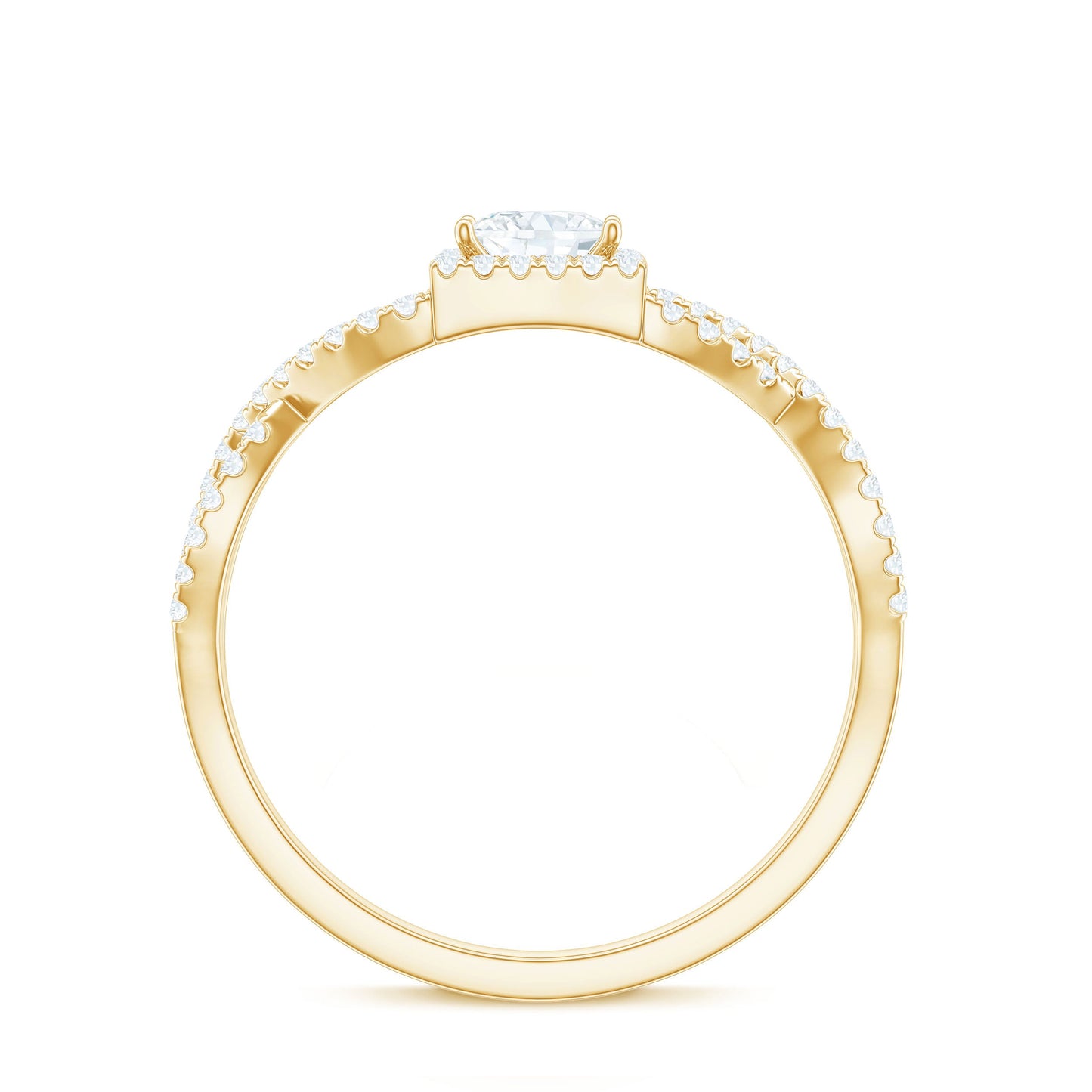 Moissanite 4mm Square Cut Engagement Ring with Crossover Shank