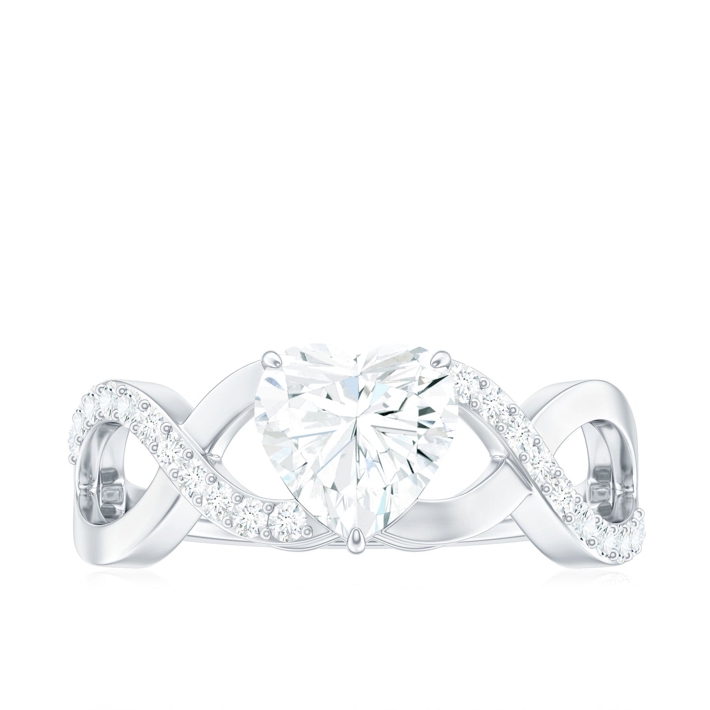 Heart Shape Certified Moissanite Infinity Style Engagement Ring