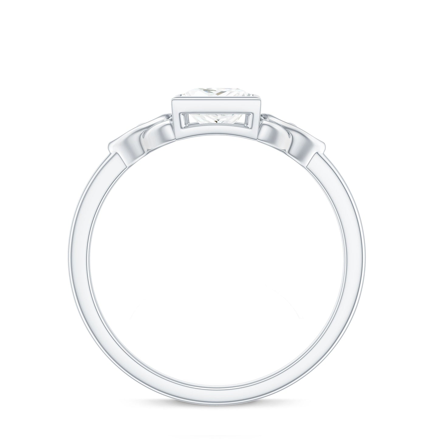 5x5mm Princess Cut Certified Moissanite Solitaire Ring with Celtic Knot Style