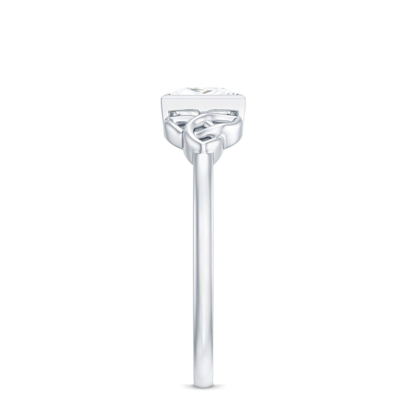 5x5mm Princess Cut Certified Moissanite Solitaire Ring with Celtic Knot Style