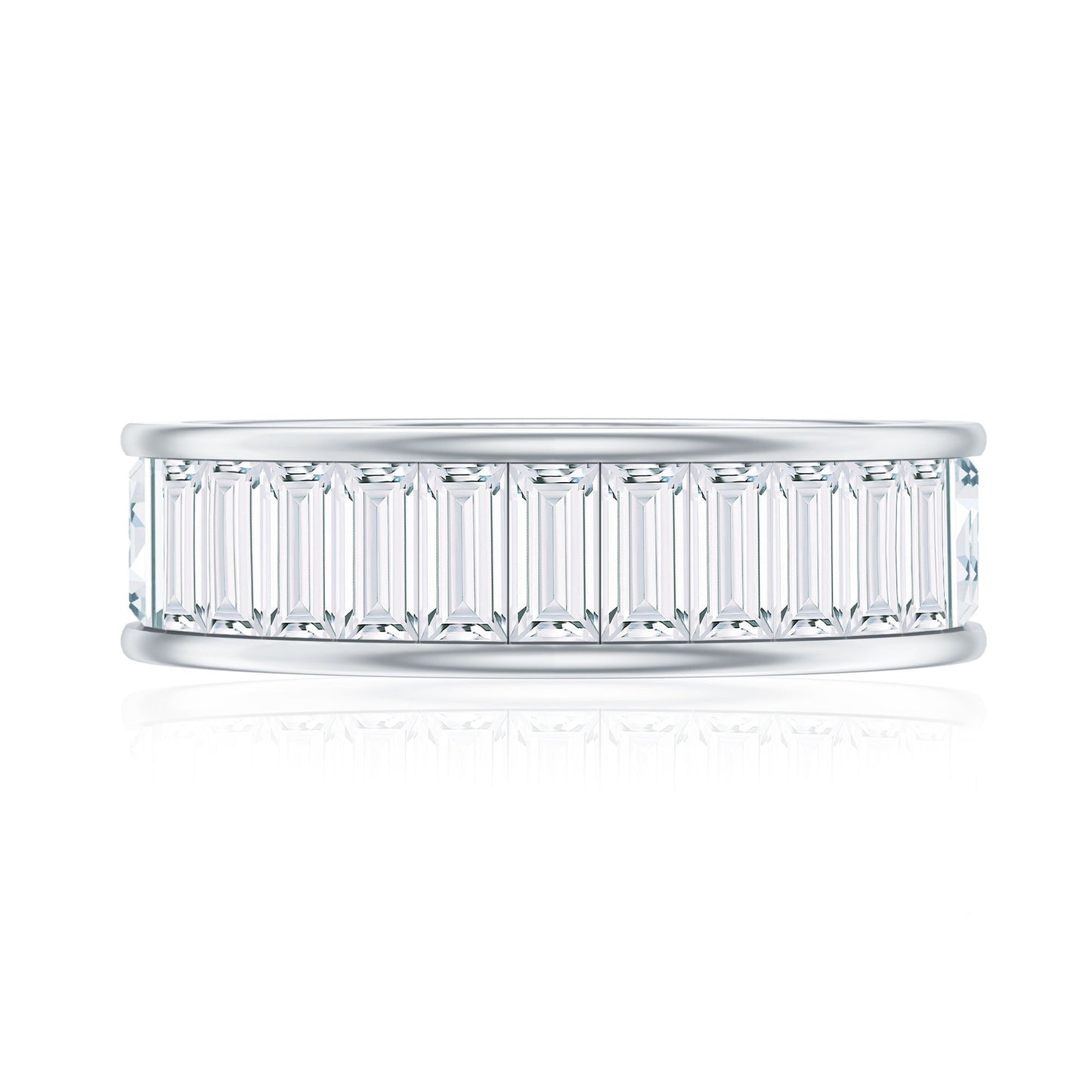 3.66 Carat Baguette Cut Moissanite Wedding Band Channel Setting
