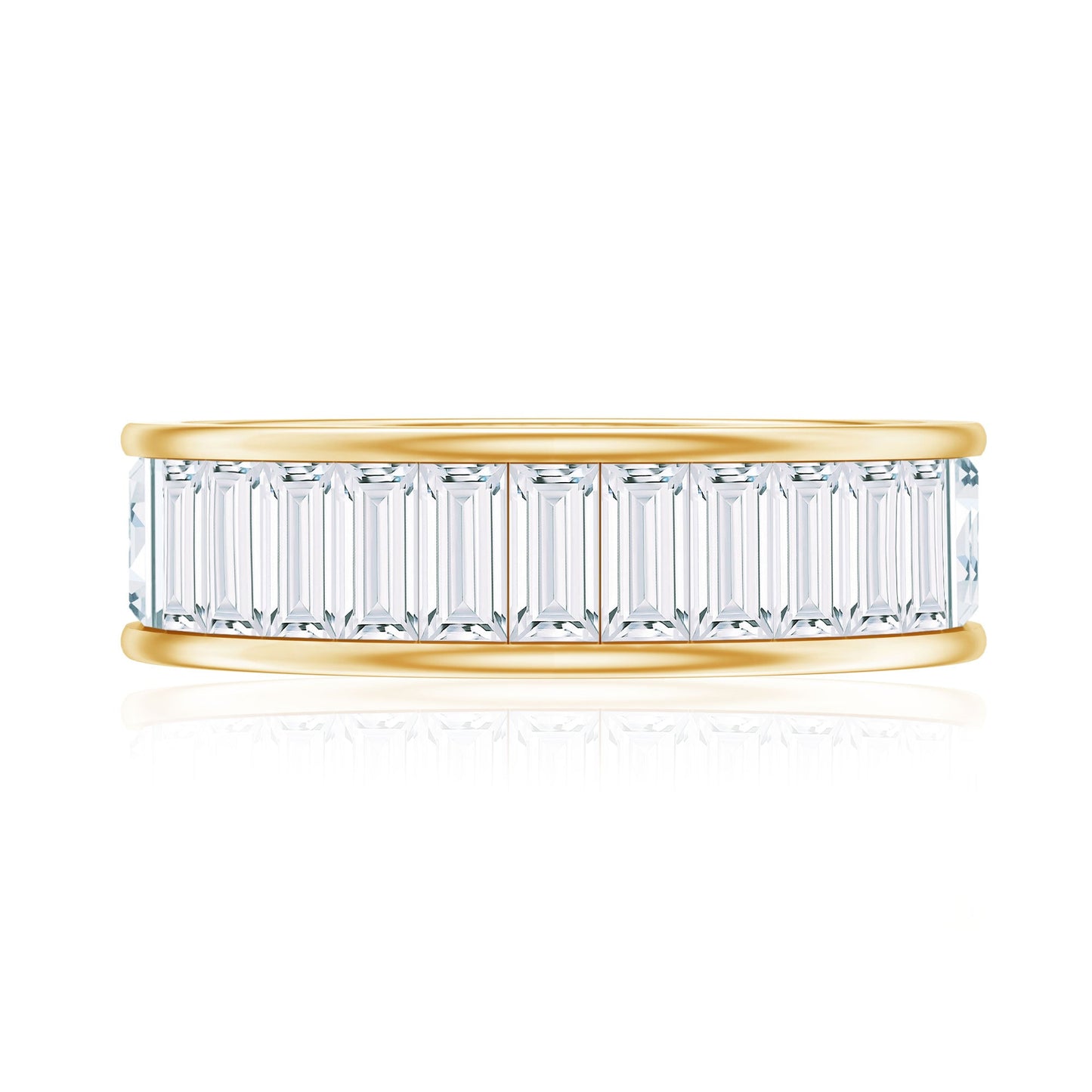3.66 Carat Baguette Cut Moissanite Wedding Band Channel Setting