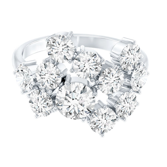 Certified Cubic Zirconia Cluster Engagement Ring in Silver