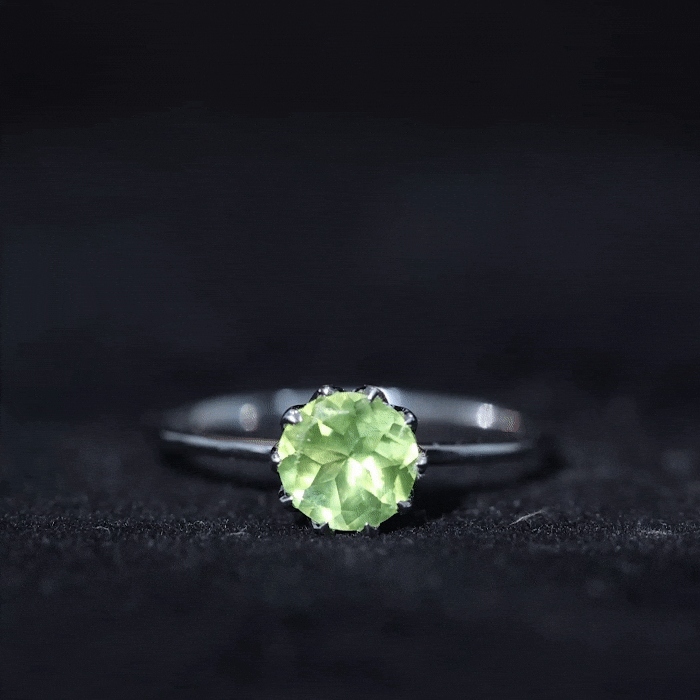 Genuine 2 Carat Peridot Engagement Ring in Lotus Basket Setting
