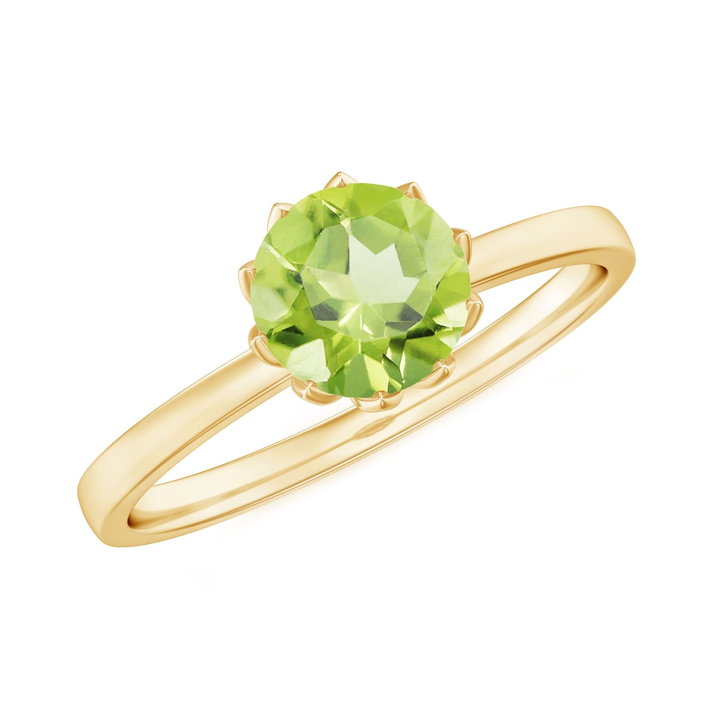 Genuine 2 Carat Peridot Engagement Ring in Lotus Basket Setting