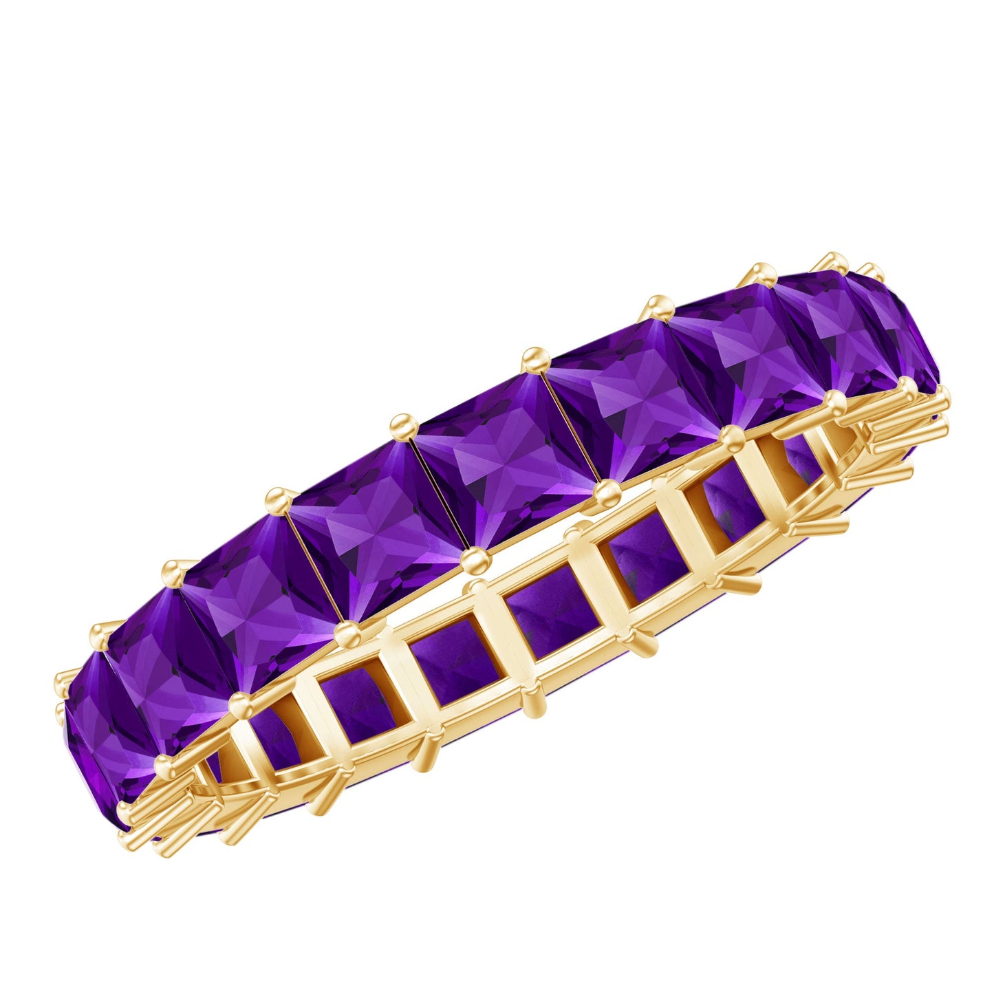 2.5 Carat Princess Cut Real Amethyst Full Eternity Band Ring