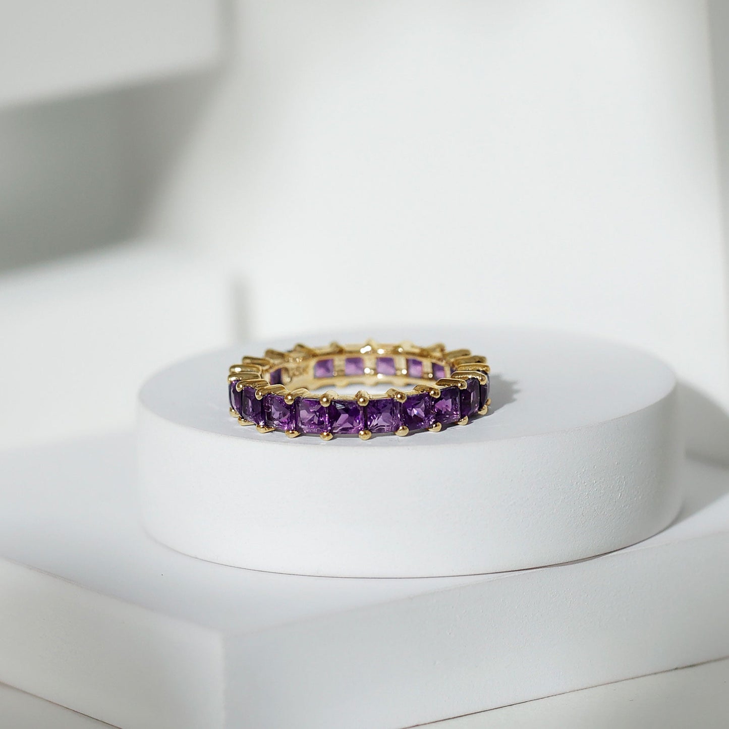2.5 Carat Princess Cut Real Amethyst Full Eternity Band Ring