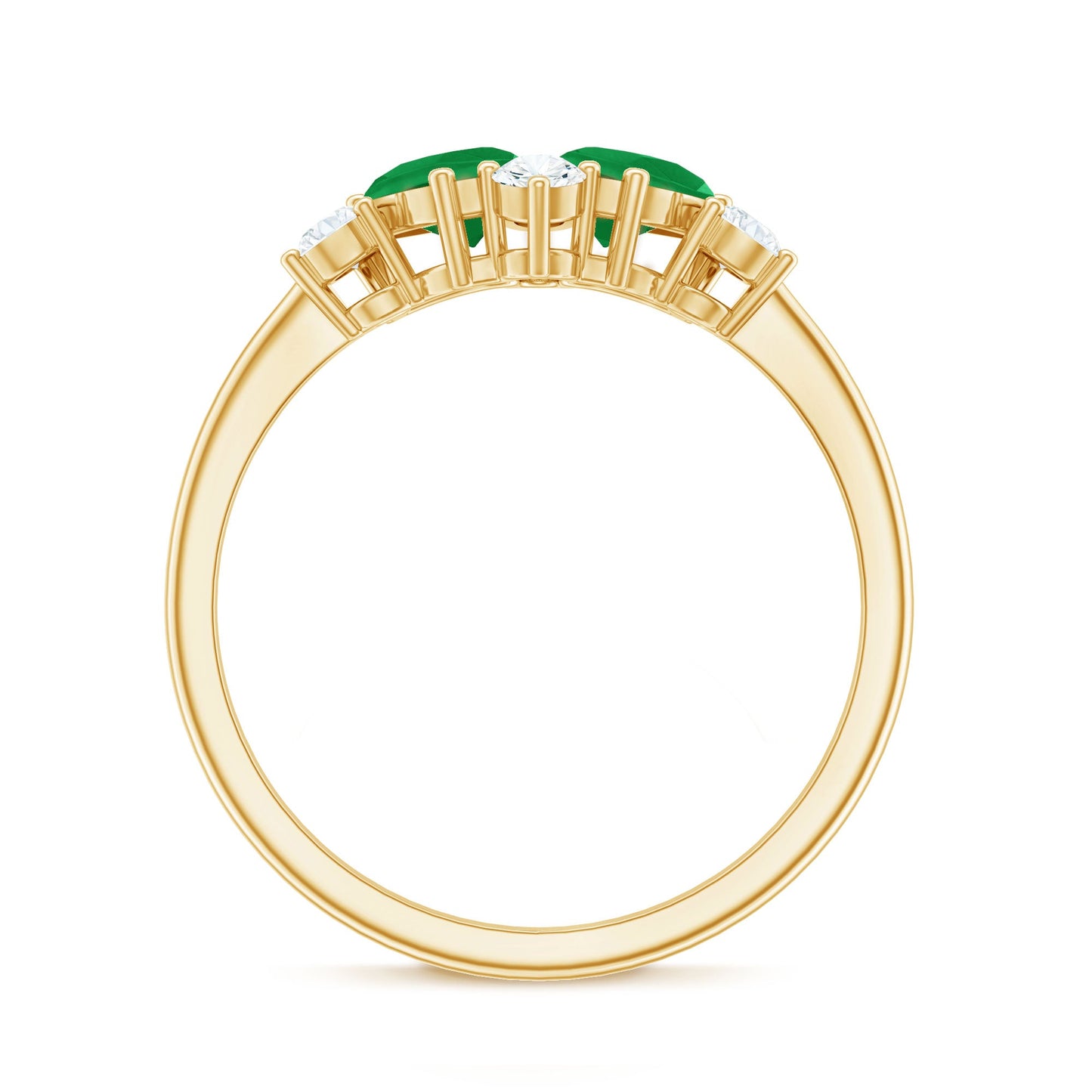 Natural Pear Shape Emerald Toi Et Moi Engagement Ring with Diamond