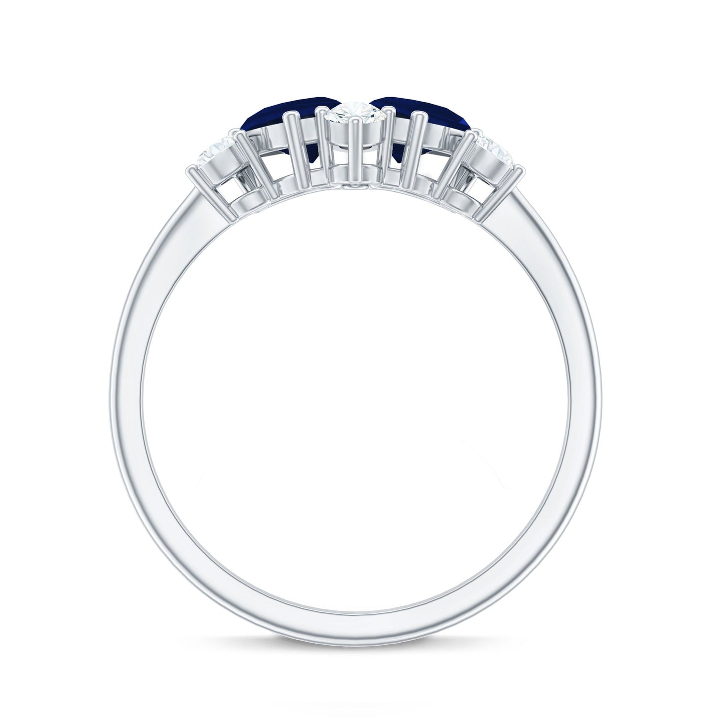 Pear Shape Blue Sapphire and Diamond Cluster Promise Ring