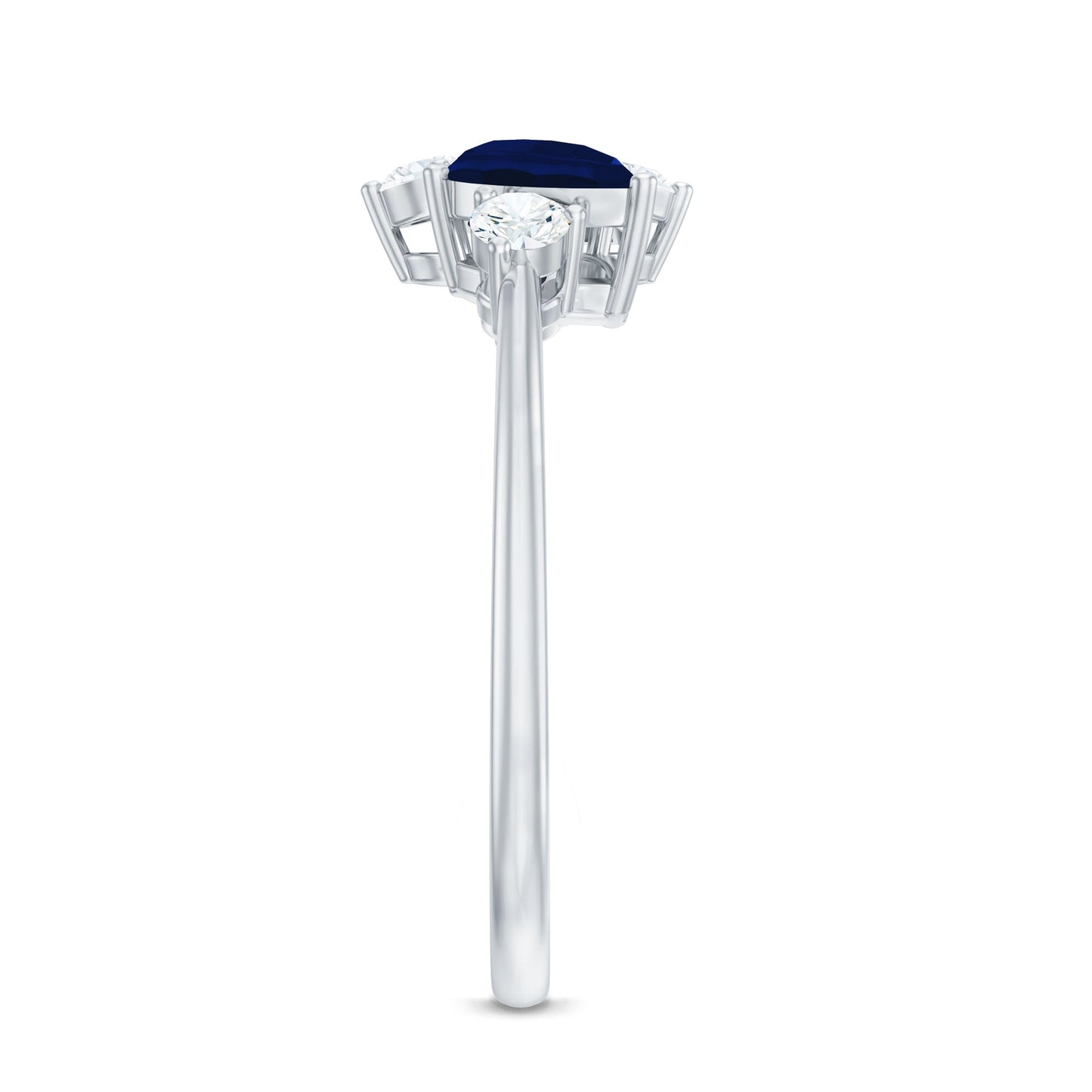 Pear Shape Blue Sapphire and Diamond Cluster Promise Ring
