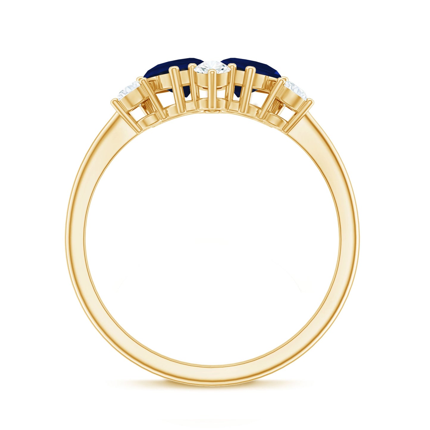 Pear Shape Blue Sapphire and Diamond Cluster Promise Ring