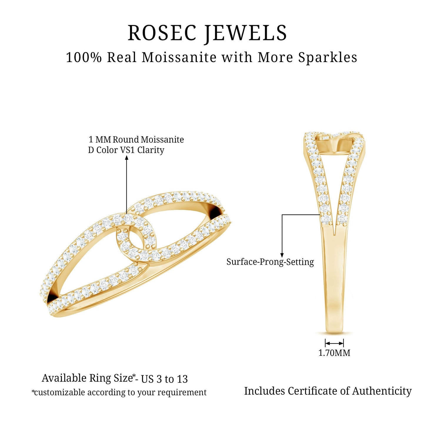 Certified Moissanite Infinity Promise Ring