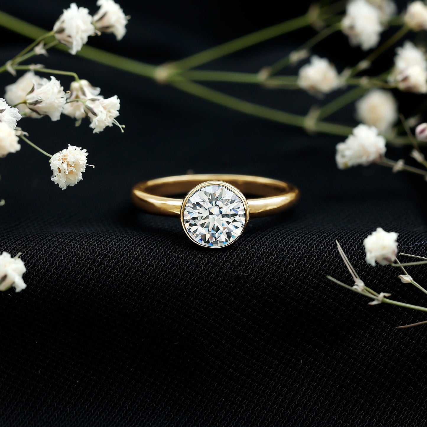 1.50 CT Moissanite Bezel Set Engagement Ring For Women