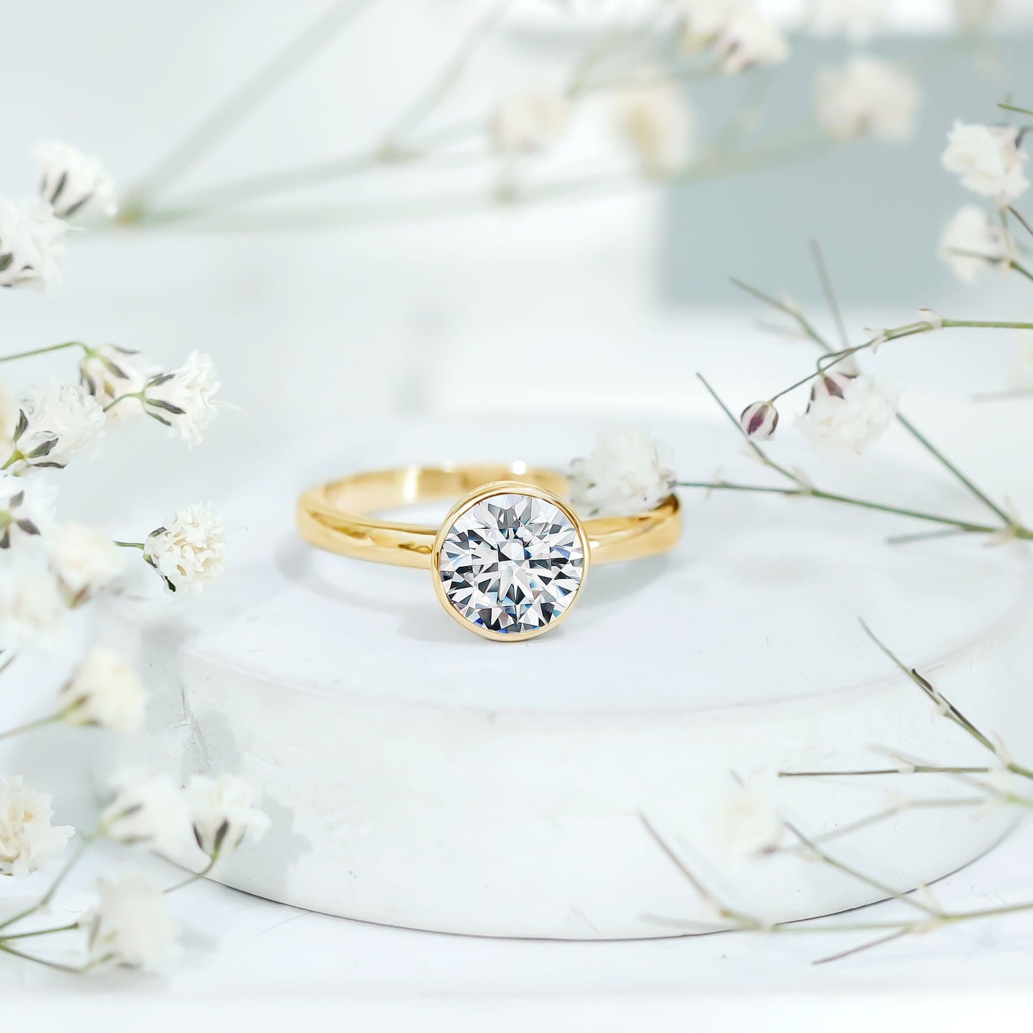 1.50 CT Moissanite Bezel Set Engagement Ring For Women