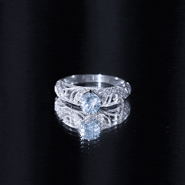 1 CT Vintage Style Aquamarine and Diamond Engagement Ring