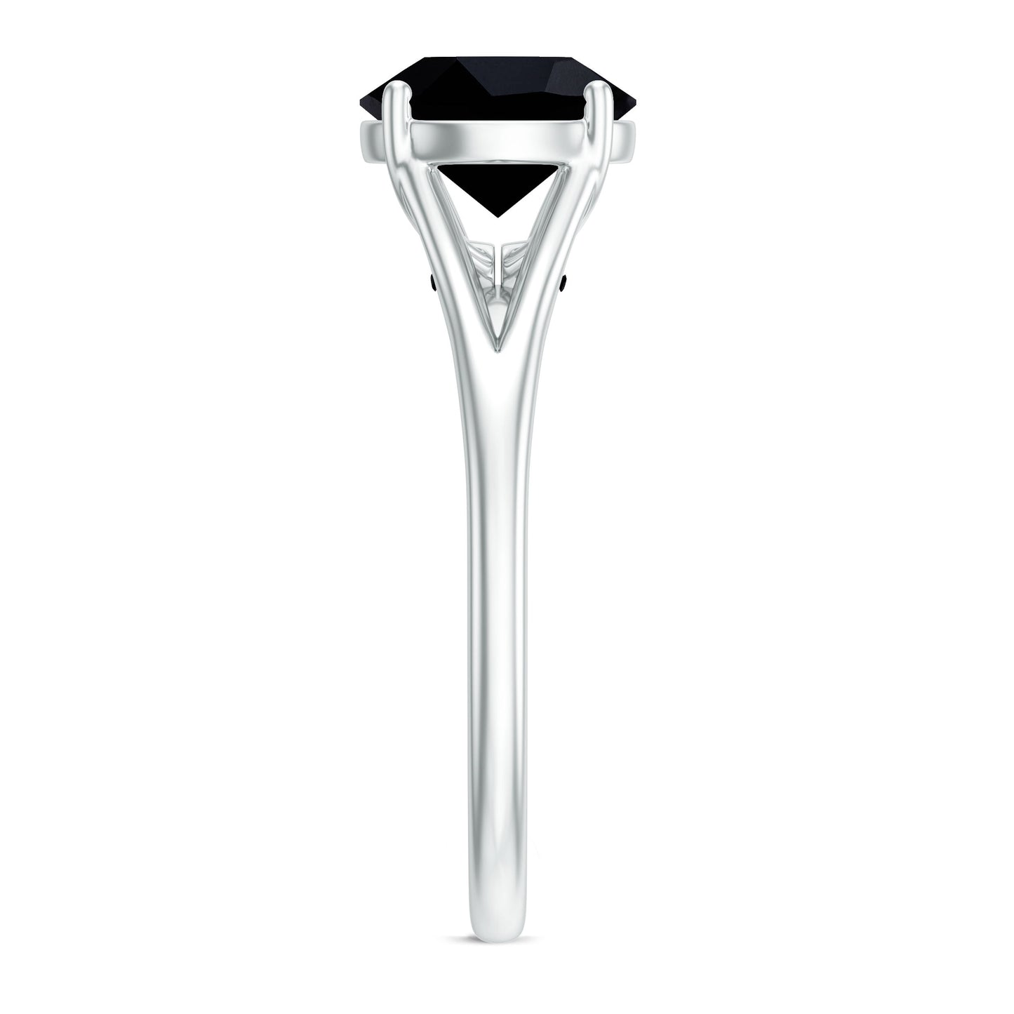 Real 8mm Black Onyx Solitaire Ring with Hidden Moissanite