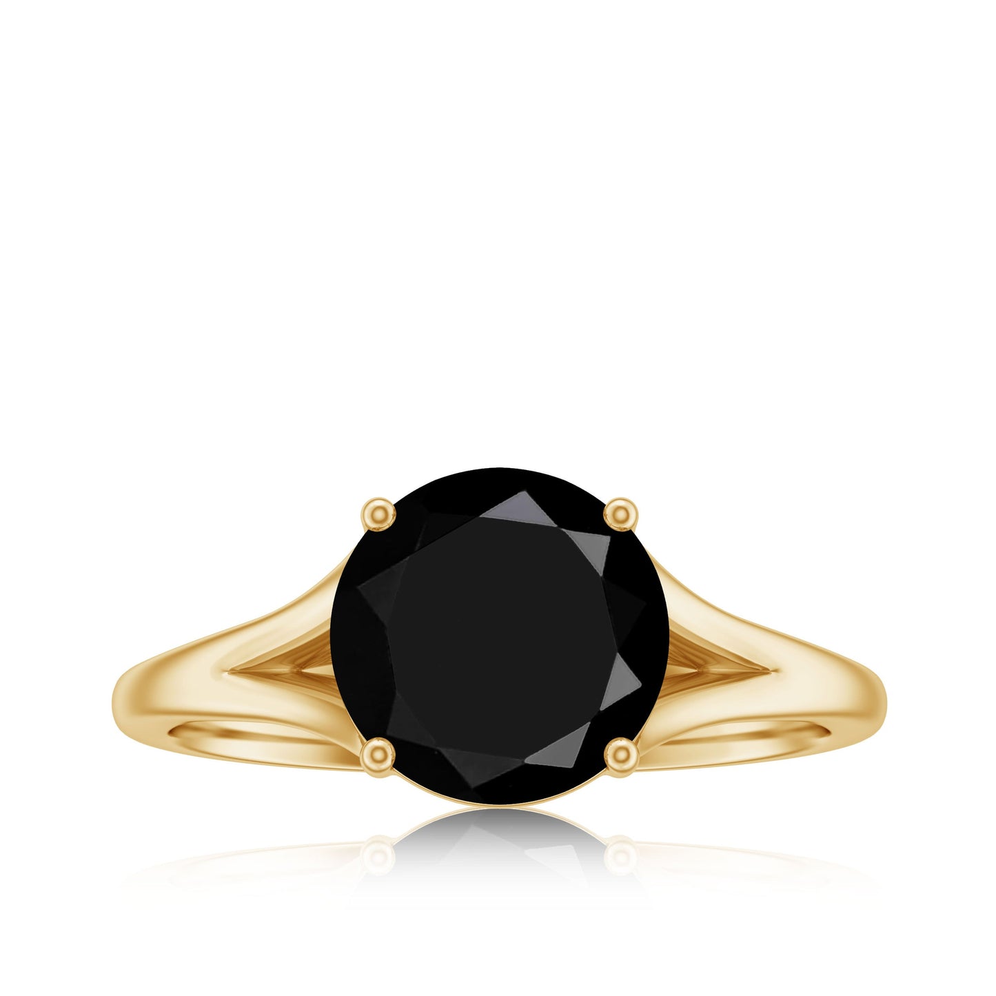 Real 8mm Black Onyx Solitaire Ring with Hidden Moissanite