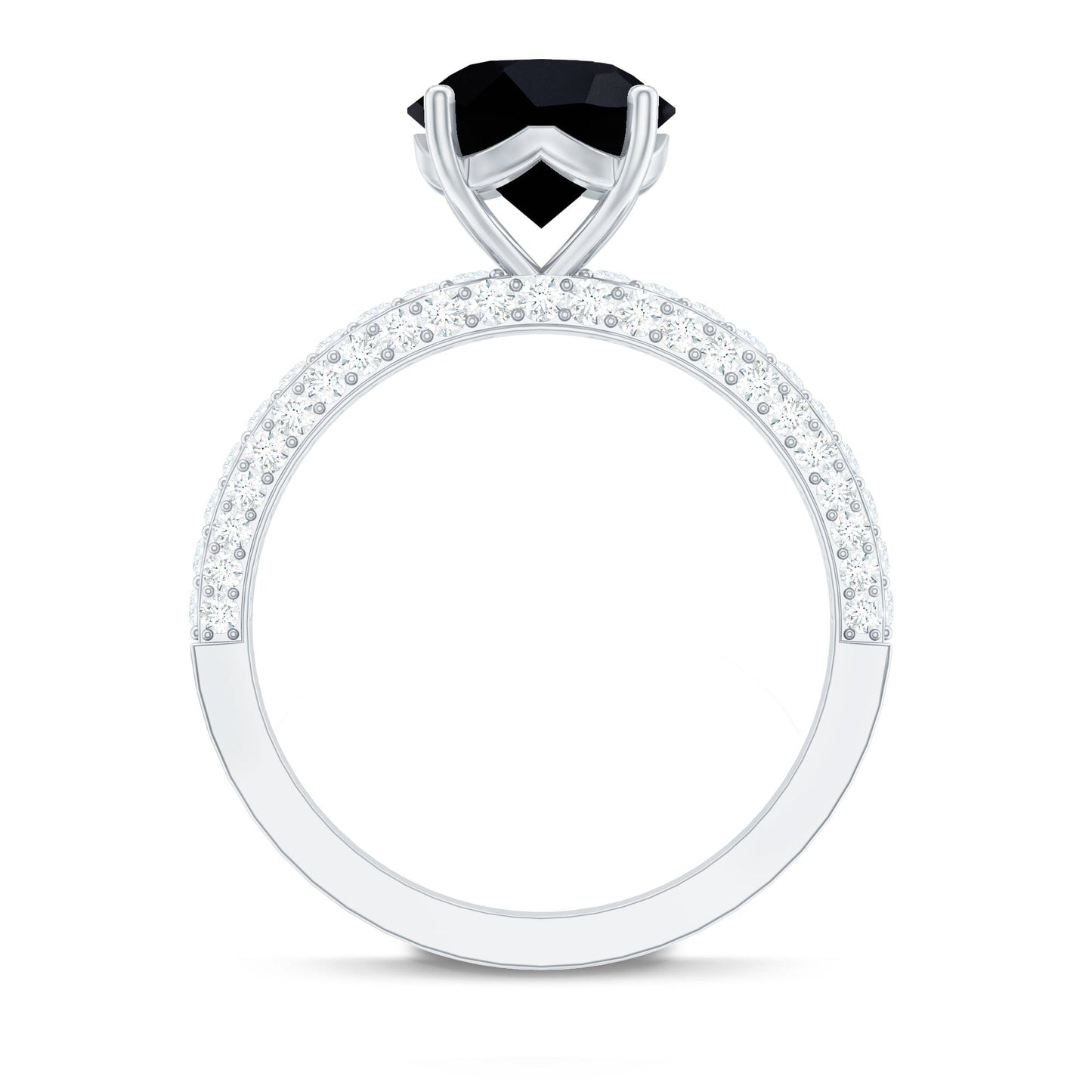 Solitaire 8MM Black Onyx Engagement Ring with Moissanite