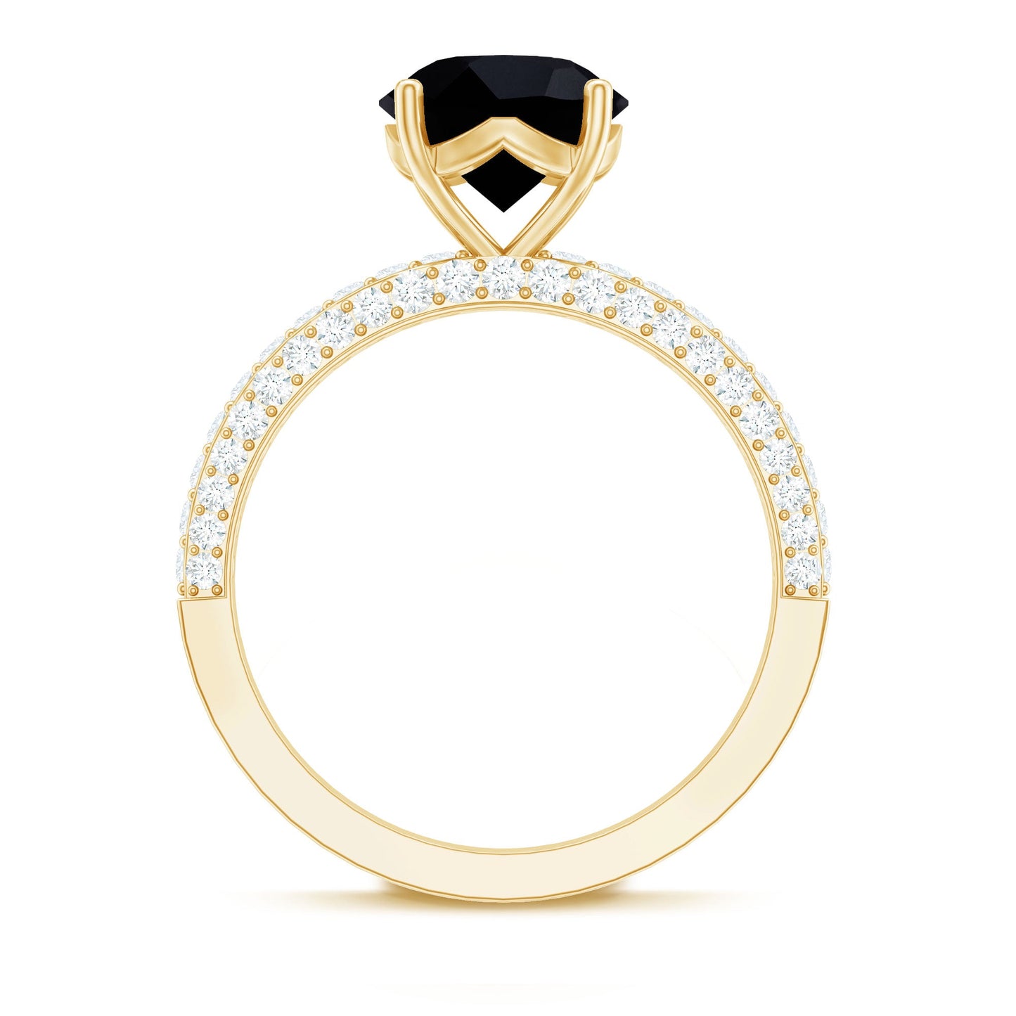 Solitaire 8MM Black Onyx Engagement Ring with Moissanite