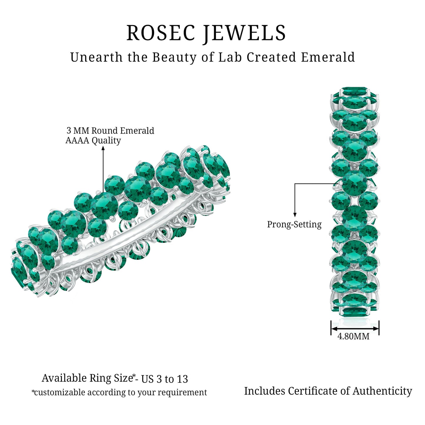 Certified Lab Grown Emerald Eternity Anniversary Band