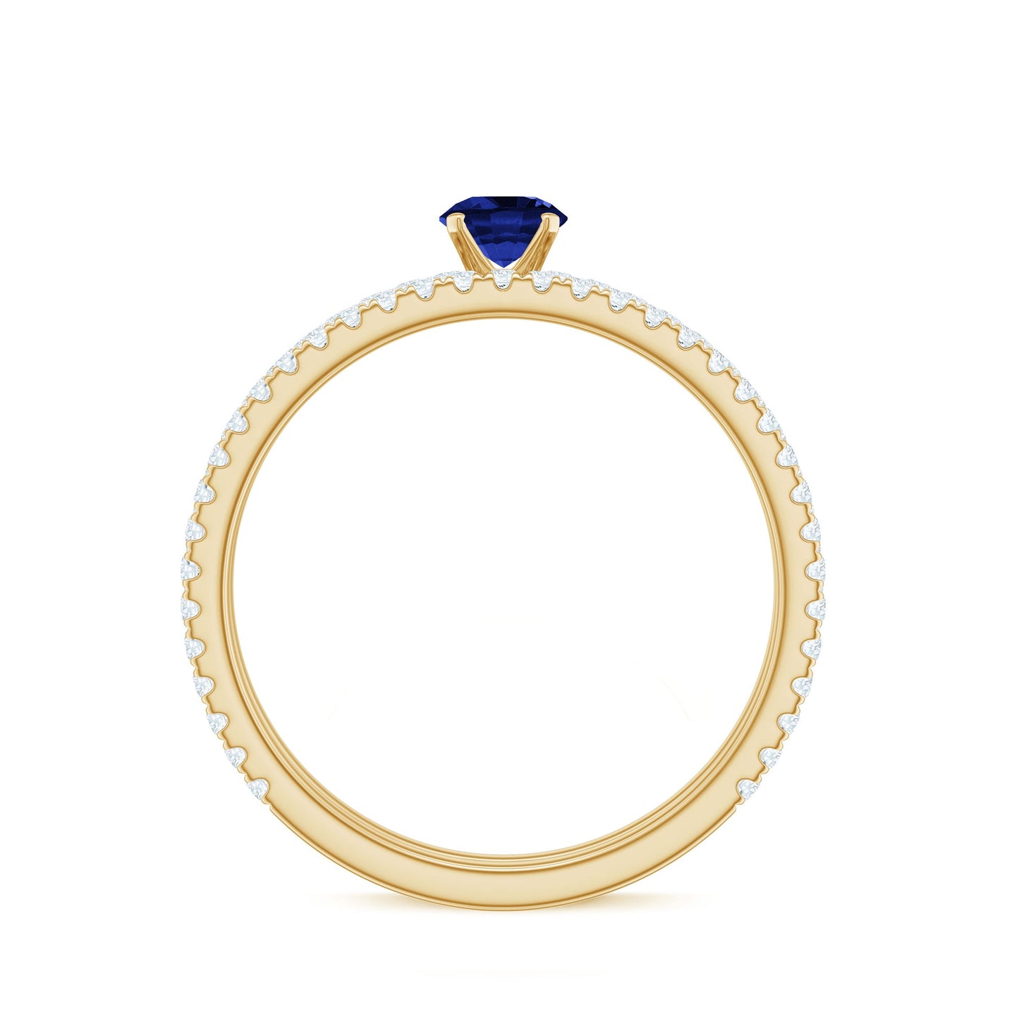 Certified 0.6 Carat Lab Grown Blue Sapphire Engagement Ring Set with Diamond