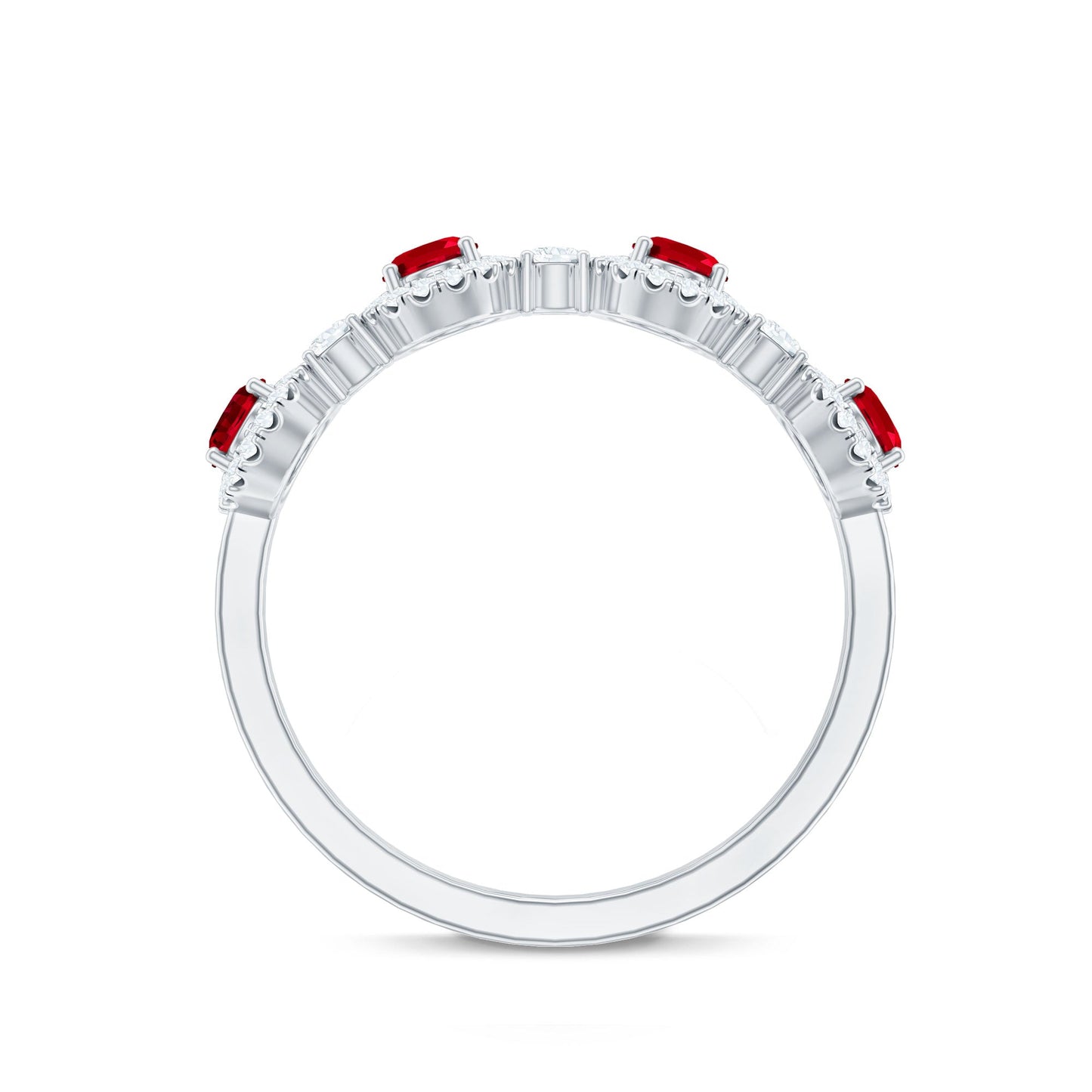 1.5 CT Lab Created Ruby and Diamond Wedding Band