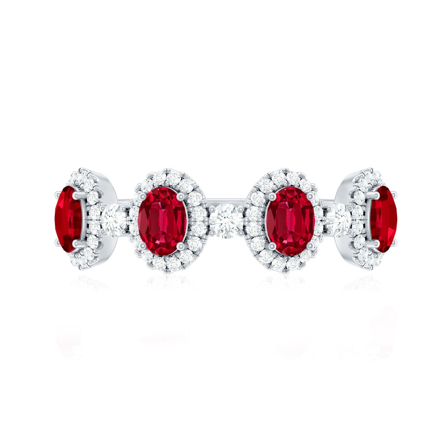 1.5 CT Lab Created Ruby and Diamond Wedding Band