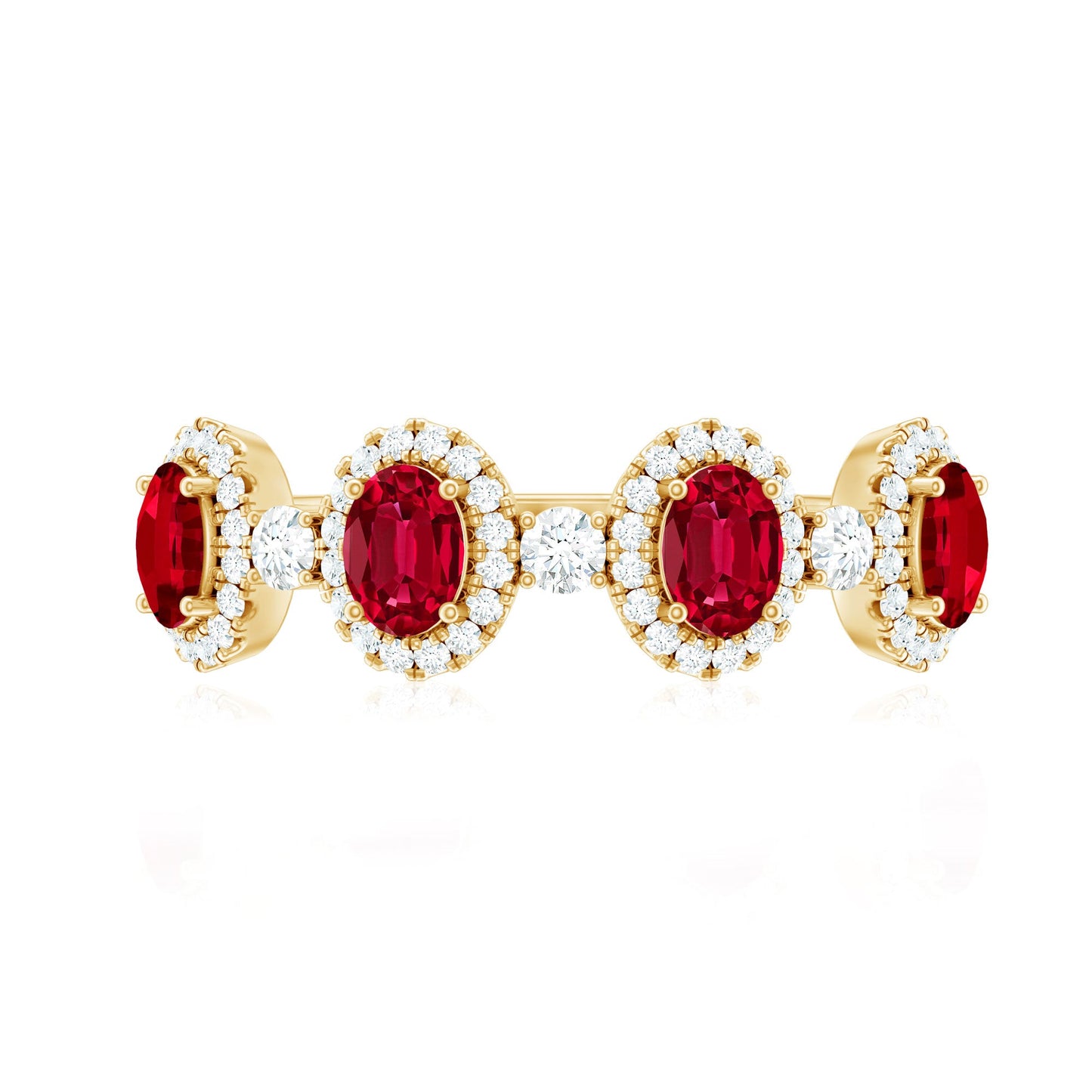 1.5 CT Lab Created Ruby and Diamond Wedding Band
