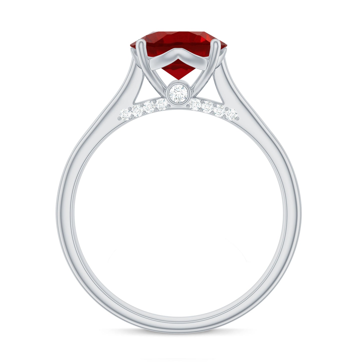 Solitaire 8 MM Lab Created Ruby Engagement Ring with Surprise Diamonds