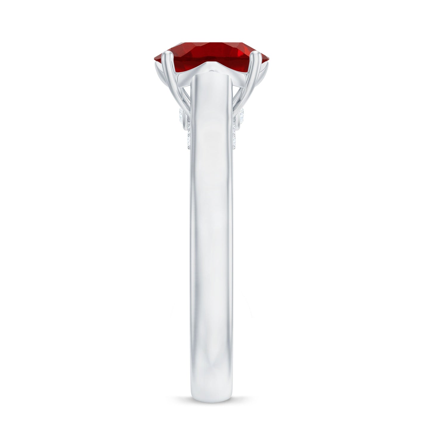 Solitaire 8 MM Lab Created Ruby Engagement Ring with Surprise Diamonds