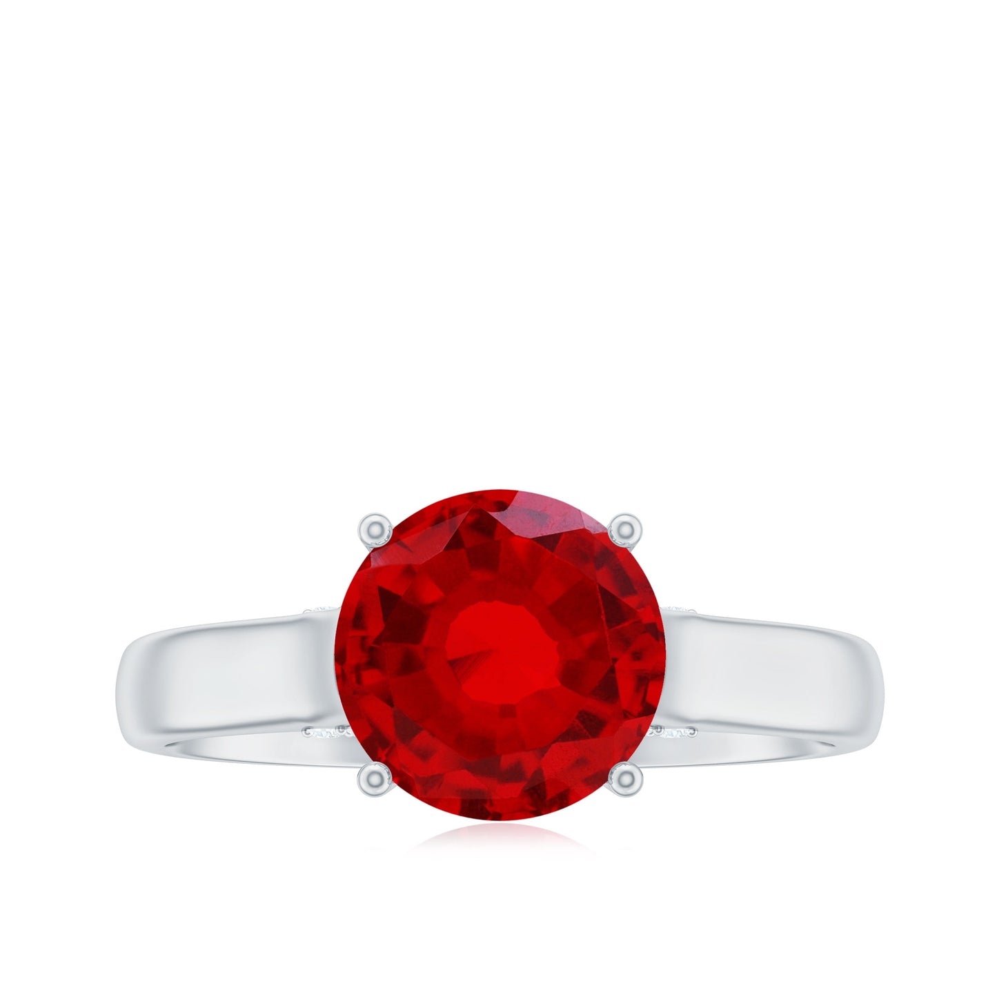 Solitaire 8 MM Lab Created Ruby Engagement Ring with Surprise Diamonds
