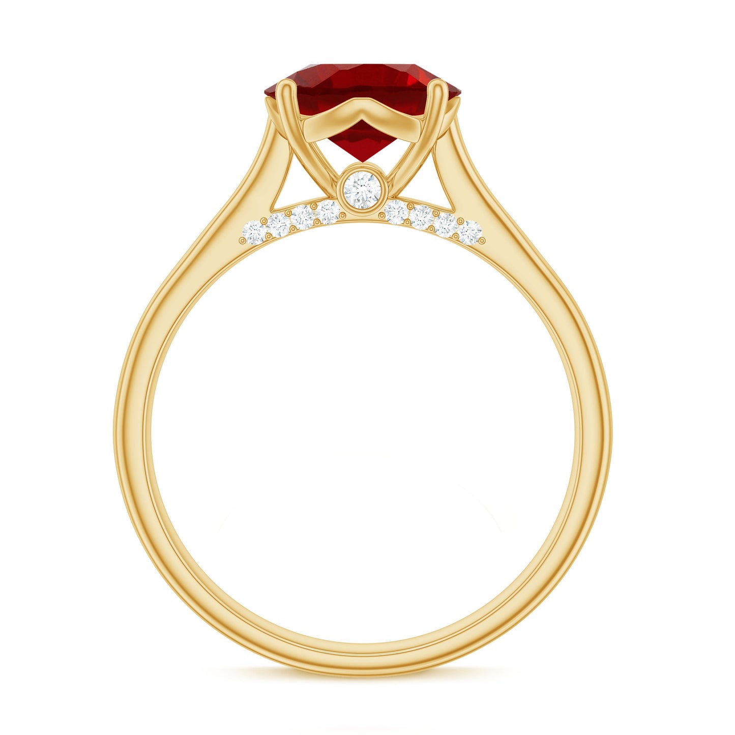 Solitaire 8 MM Lab Created Ruby Engagement Ring with Surprise Diamonds