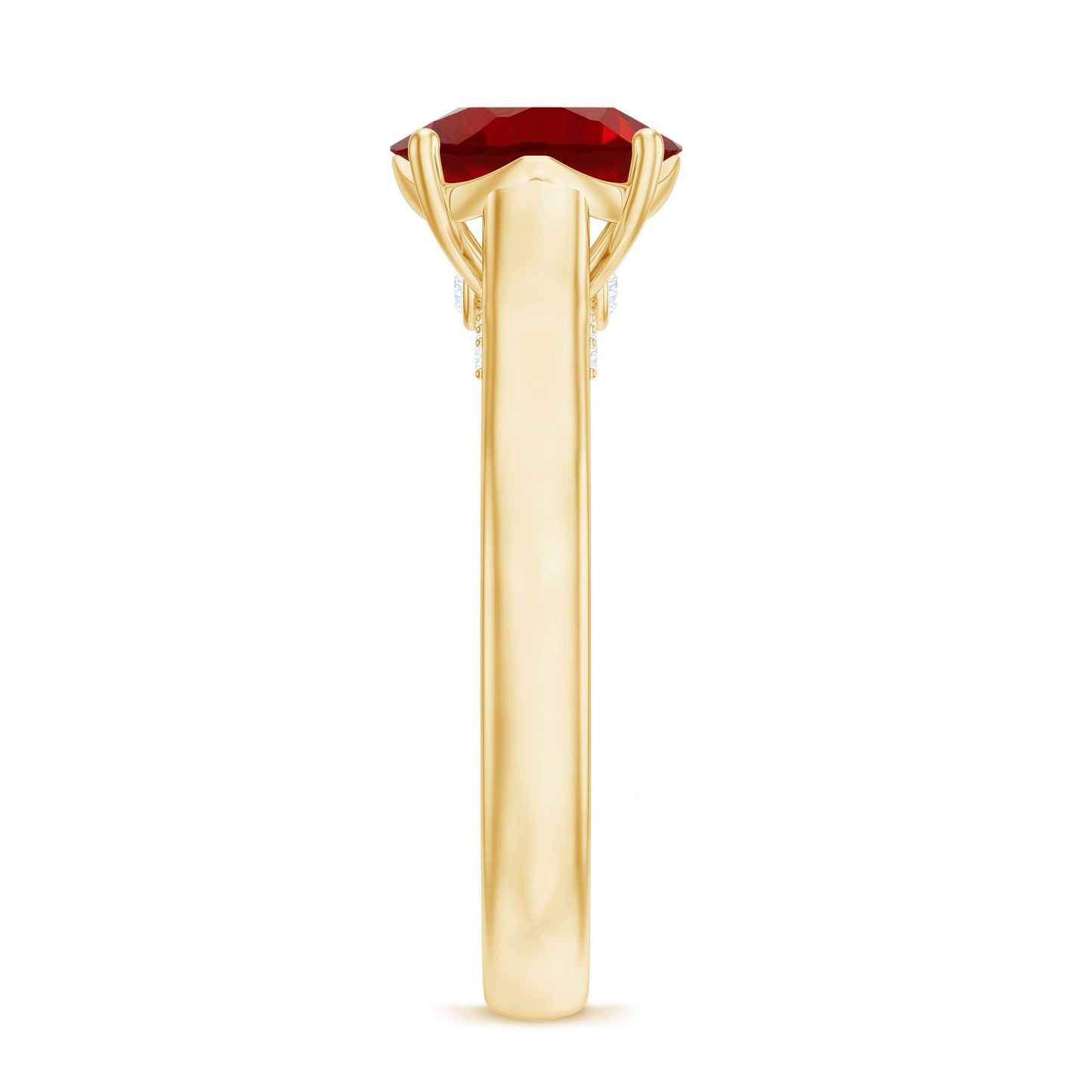 Solitaire 8 MM Lab Created Ruby Engagement Ring with Surprise Diamonds