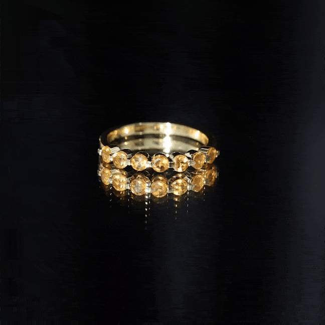 Natural Citrine Half Eternity Ring for Anniversary