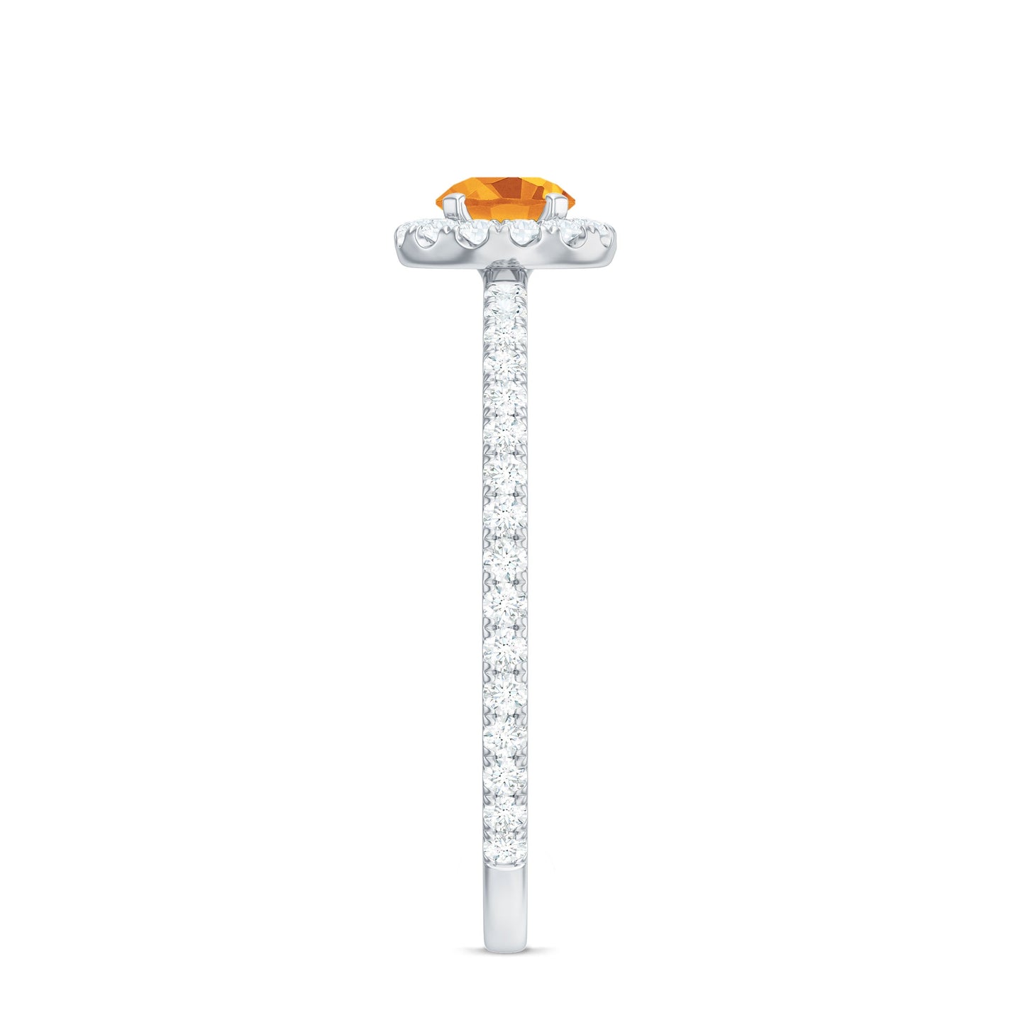 Minimal Citrine Engagement Ring with Diamond Halo